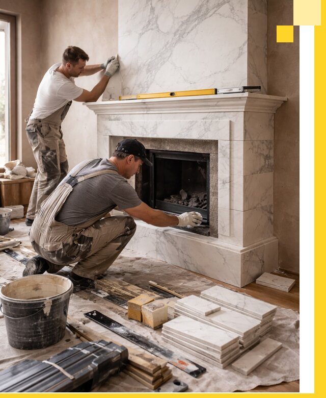 Отделка каминов в Канаше качественные облицовочные работы