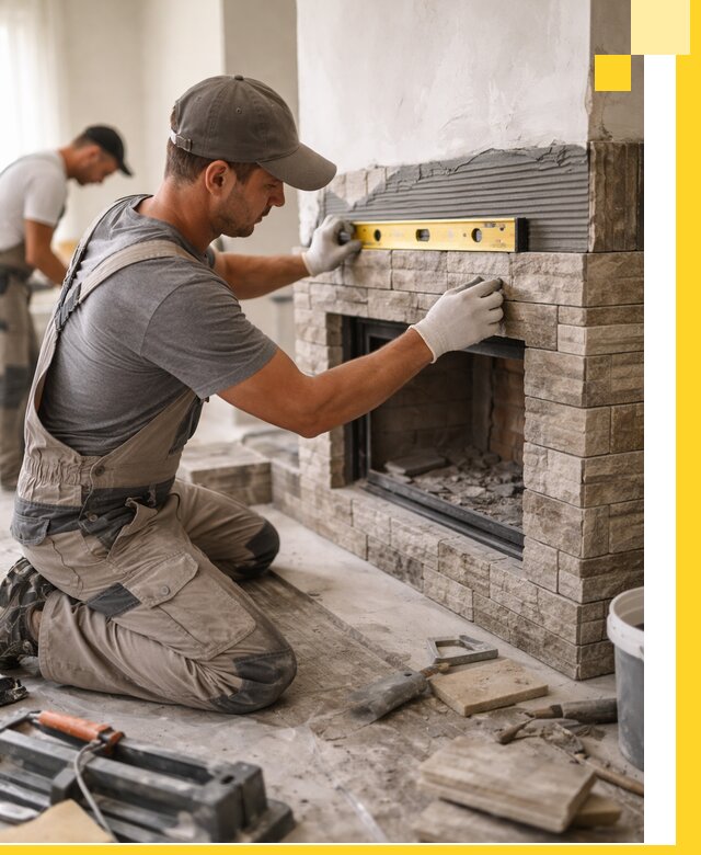 Облицовка каминов в Канаше, монтаж и отделка натуральным камнем