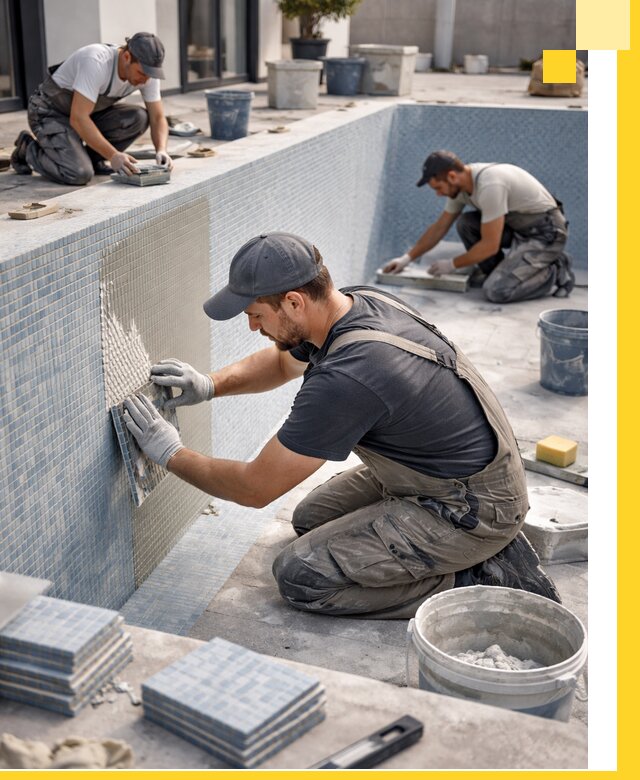 Облицовка бассейнов в Канаше плитка мозаика гидроизоляция