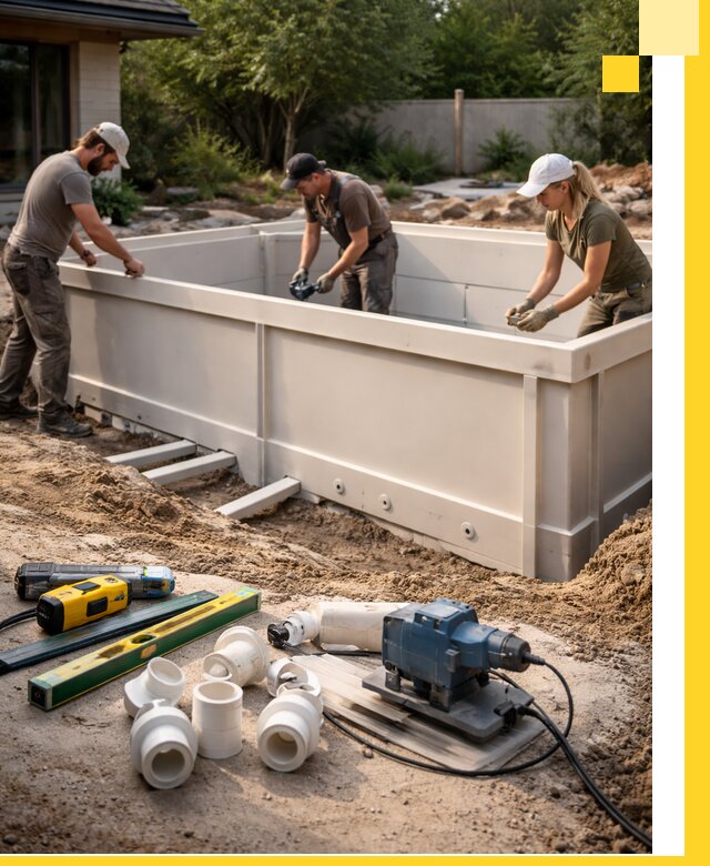 Установка полипропиленовых бассейнов под ключ в Канаше