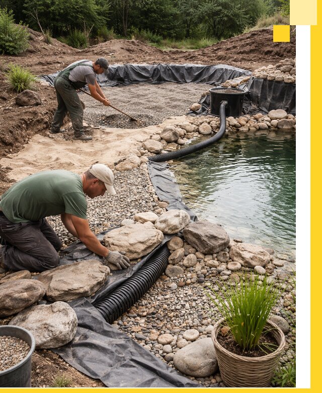 Строительство природных бассейнов и озер в Канаше под ключ