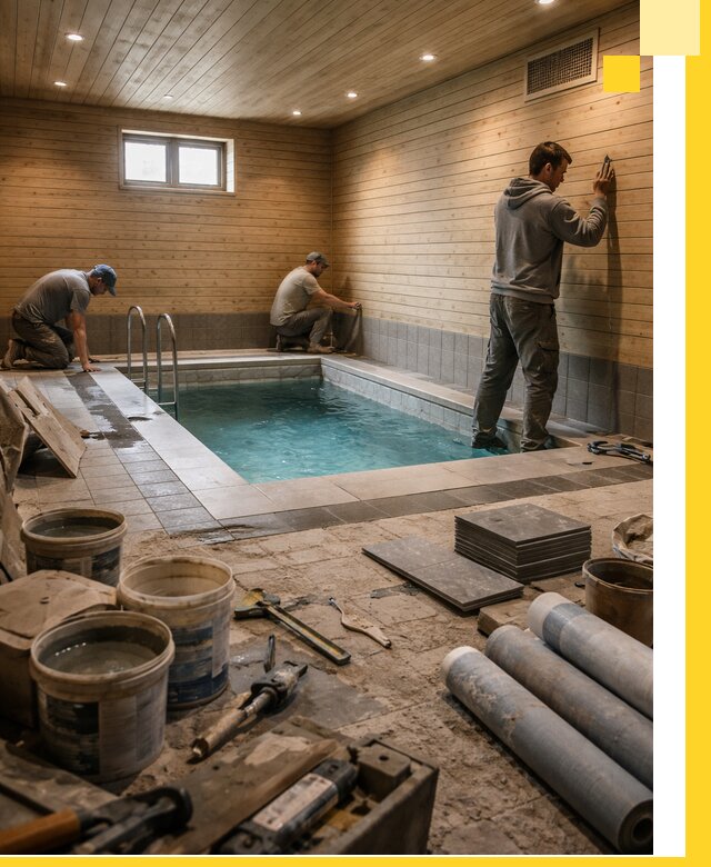 Строительство бани с бассейном и сауной под ключ в Канаше