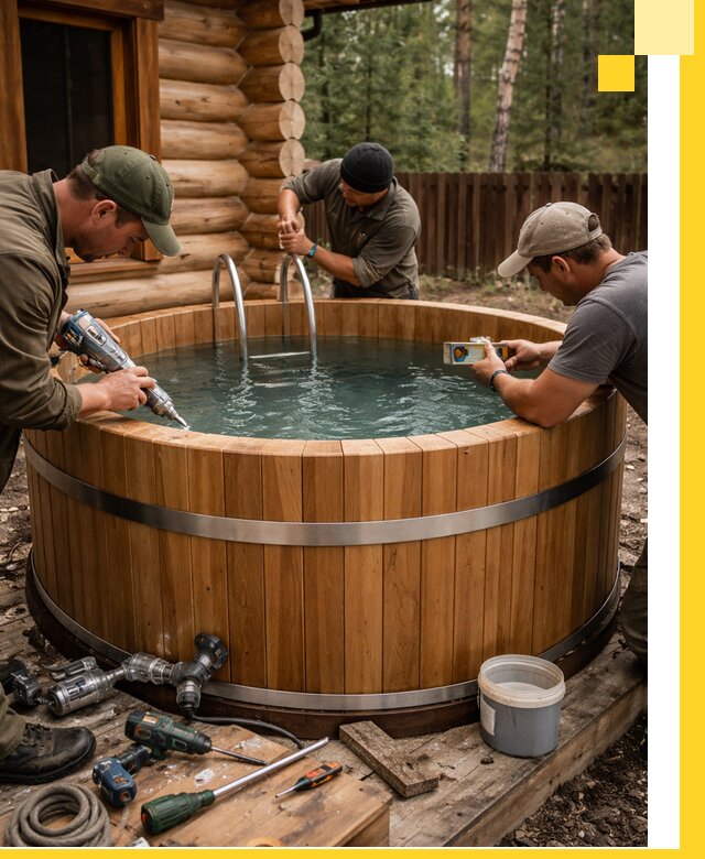 Строительство бань с купелью под ключ и отделкой в Канаше