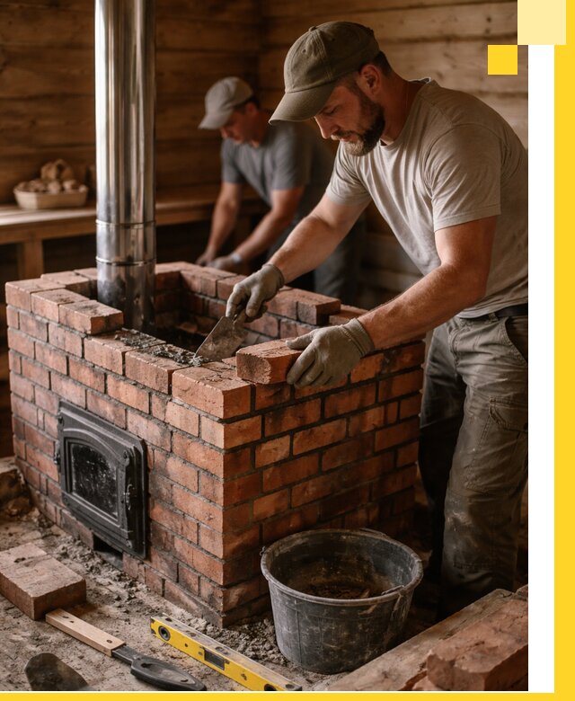 Кирпичные печи для бани под ключ в Канаше, проект и монтаж