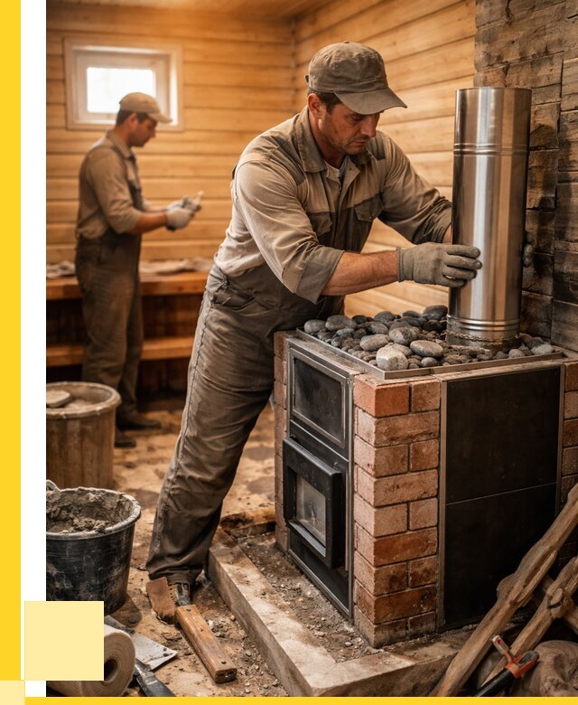 Монтаж печи в бане под ключ в Канаше от 20544 р. | ЭриданКна