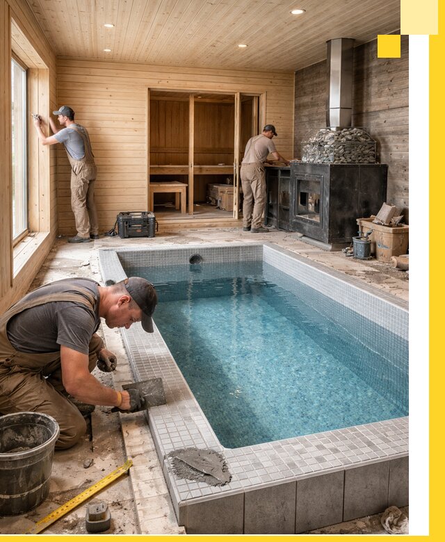 Проект бани с бассейном и сауной в Канаше под ключ