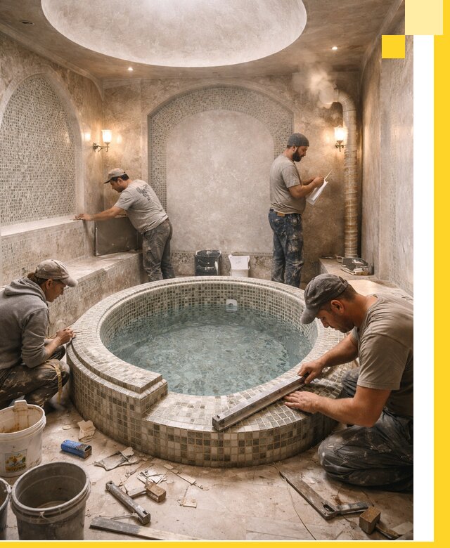Профессиональное строительство хамама с бассейном в Канаше под ключ