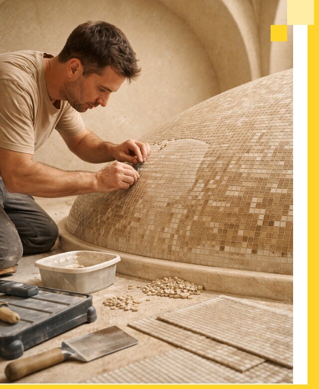 Профессиональная укладка мозаики для хамама под ключ в Канаше