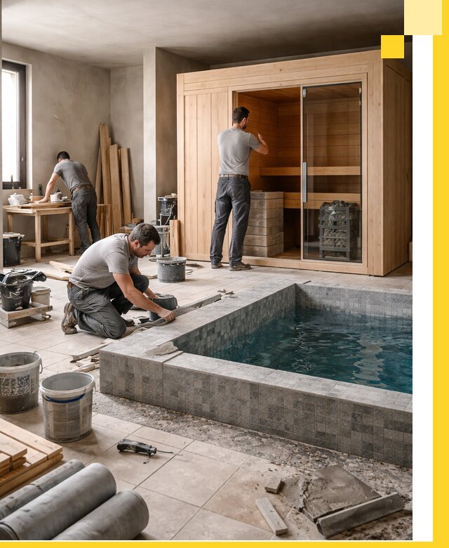 SPA зоны под ключ с бассейном сауной и печью в Канаше